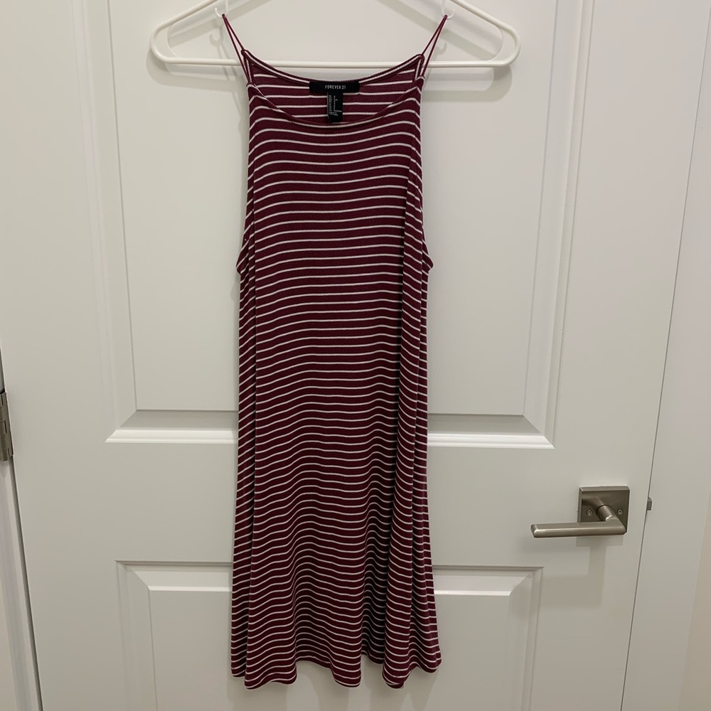 Maroon striped sun dress